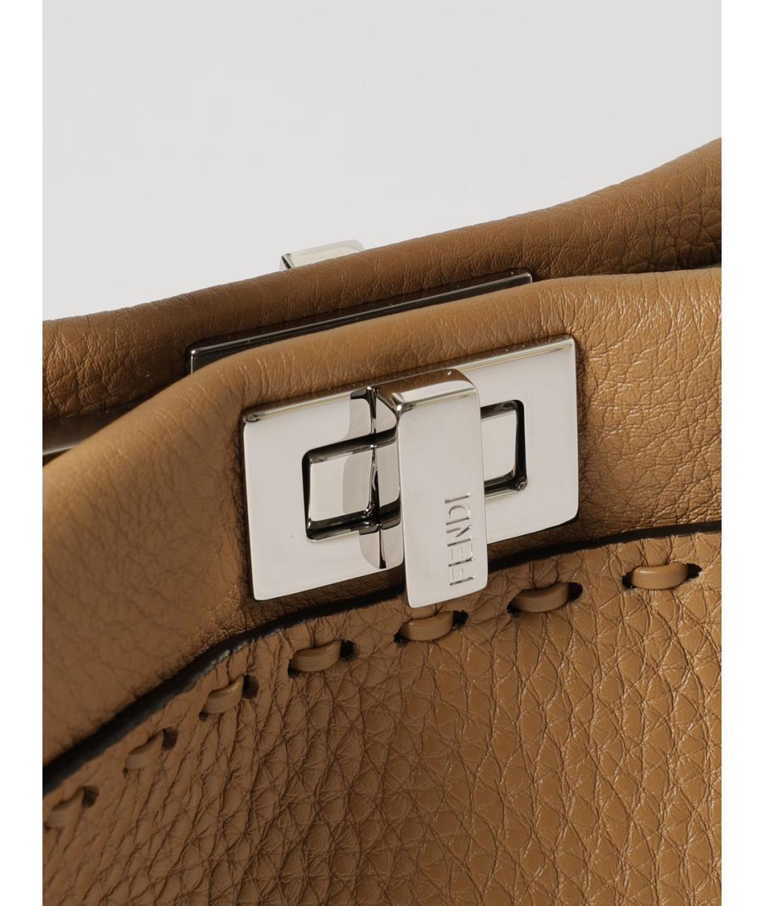 FENDI Бежевая кожаная сумка тоут, фото 4