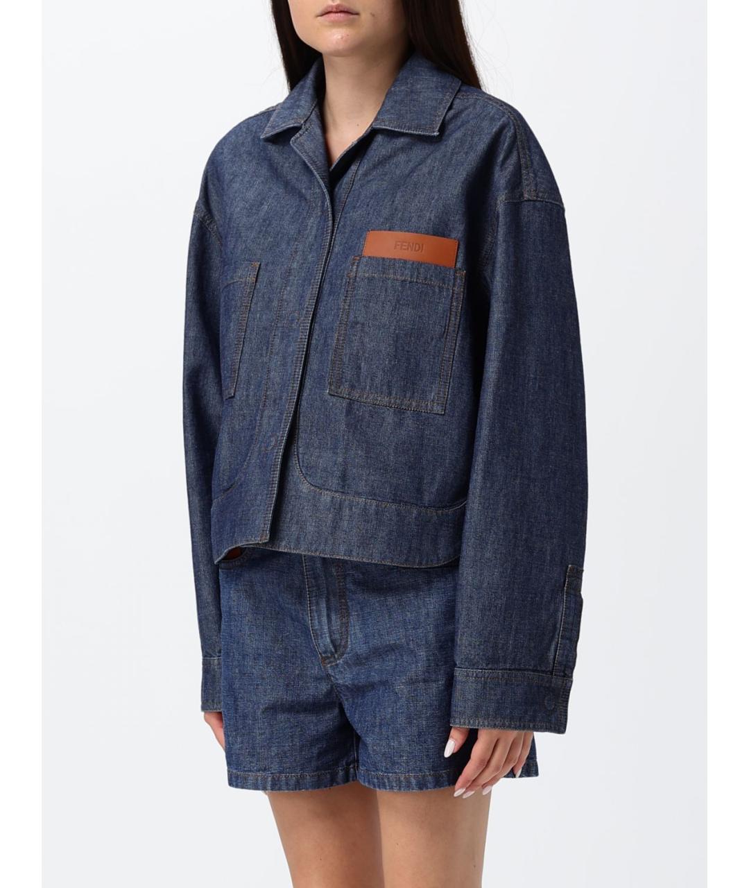 FENDI Синяя хлопковая куртка, фото 4