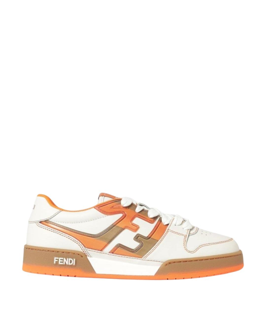 FENDI Белые кожаные низкие кроссовки / кеды, фото 1