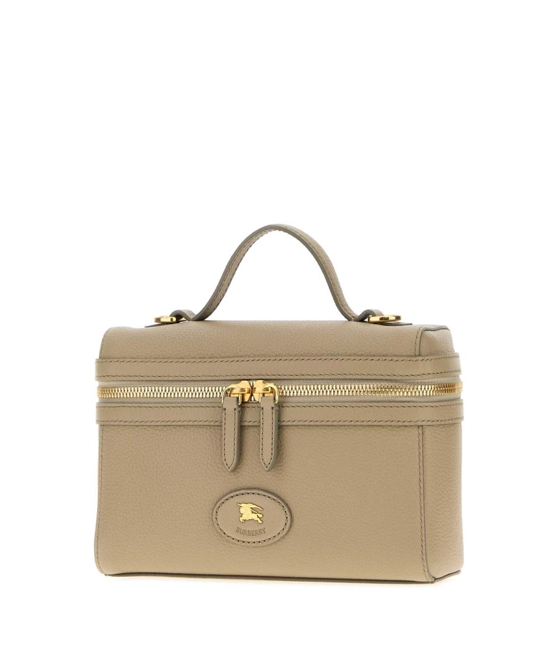 BURBERRY Серая кожаная сумка с короткими ручками, фото 2