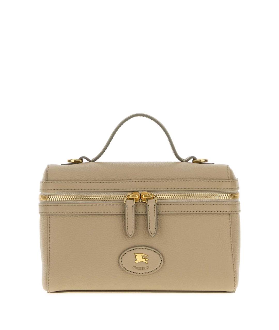 BURBERRY Серая кожаная сумка с короткими ручками, фото 3