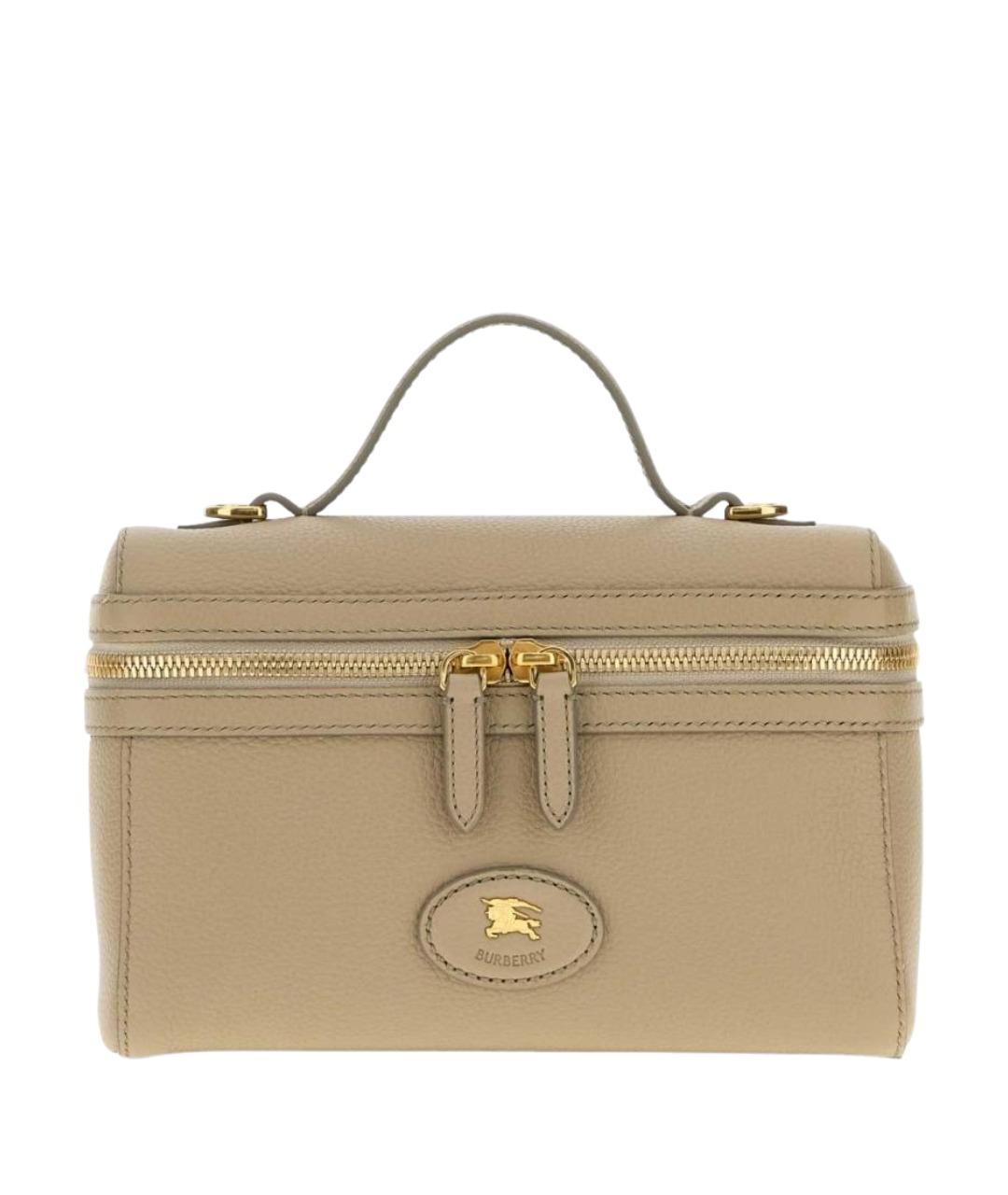 BURBERRY Серая кожаная сумка с короткими ручками, фото 1