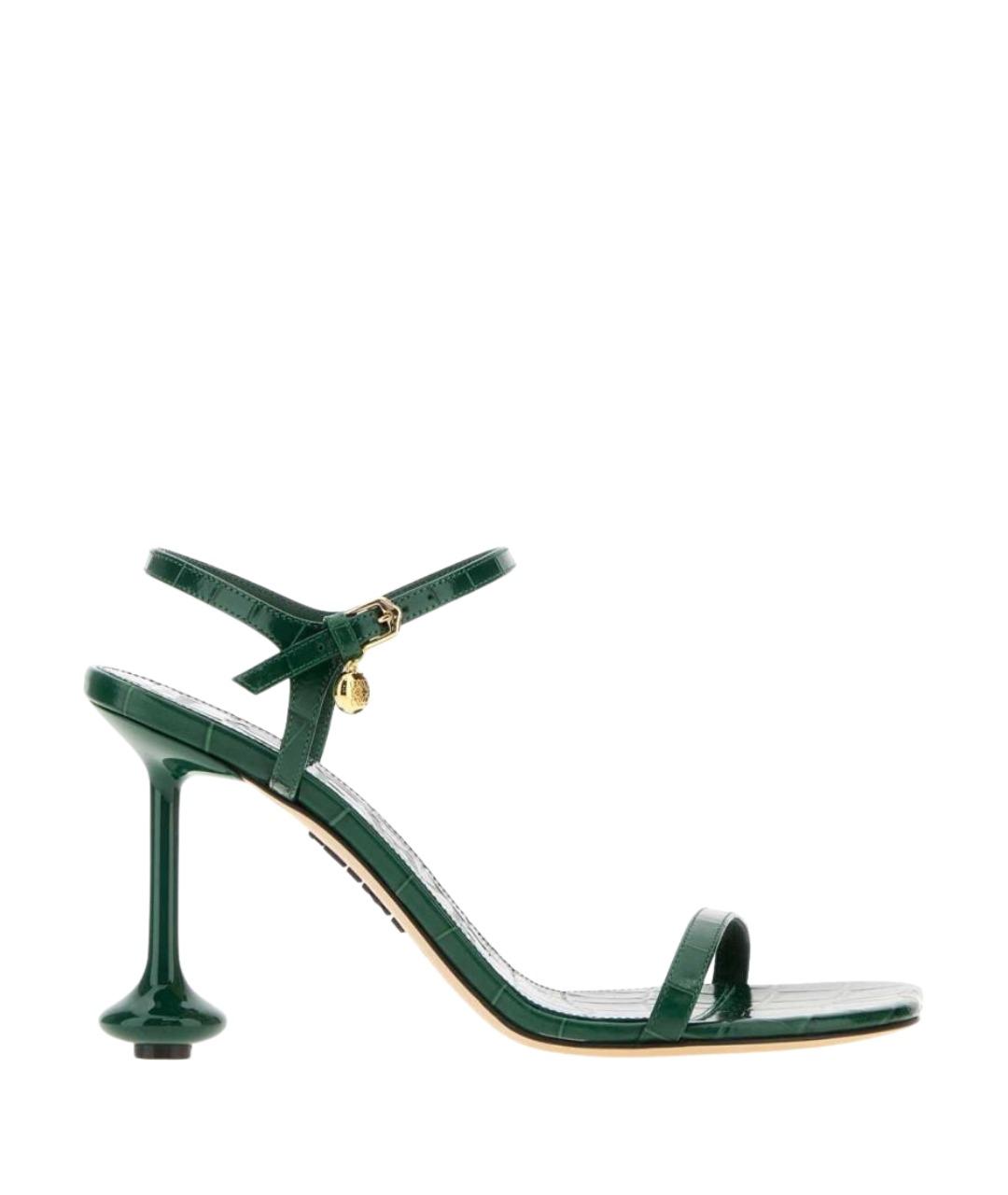 LOEWE Зеленые кожаные босоножки, фото 1