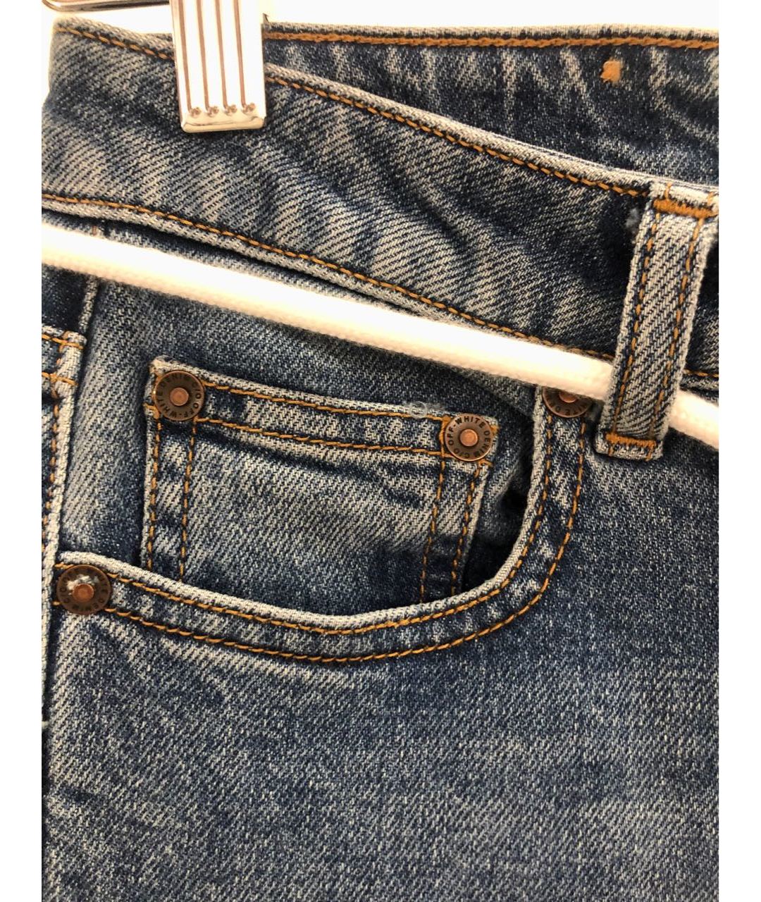 OFF-WHITE Голубые хлопковые джинсы слим, фото 5