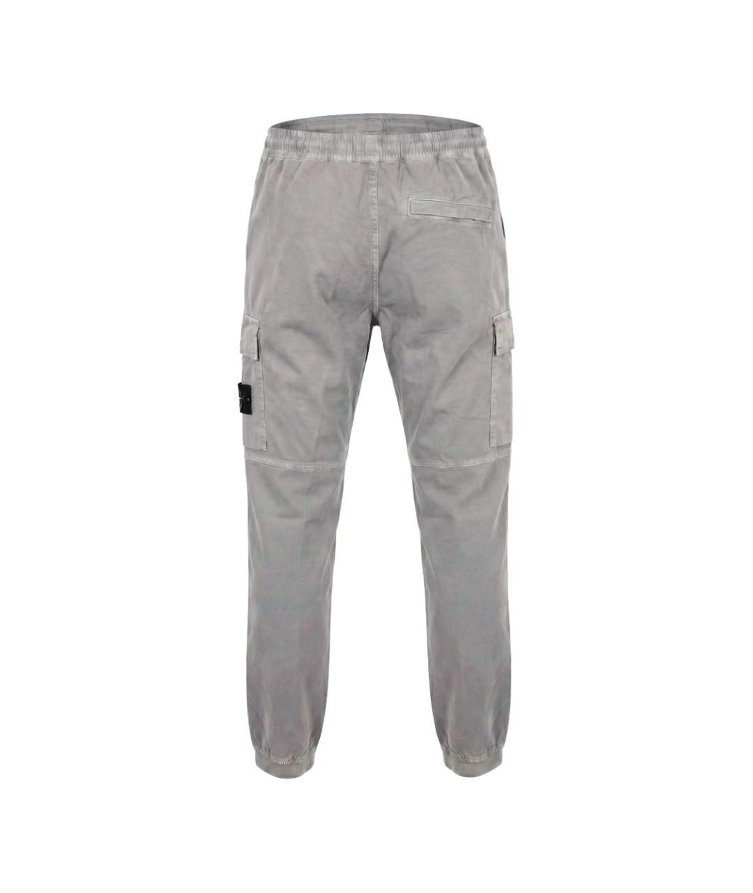 STONE ISLAND Серые хлопко-эластановые повседневные брюки, фото 5