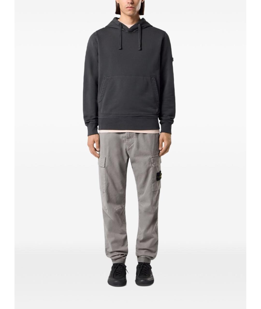 STONE ISLAND Серые хлопко-эластановые повседневные брюки, фото 6