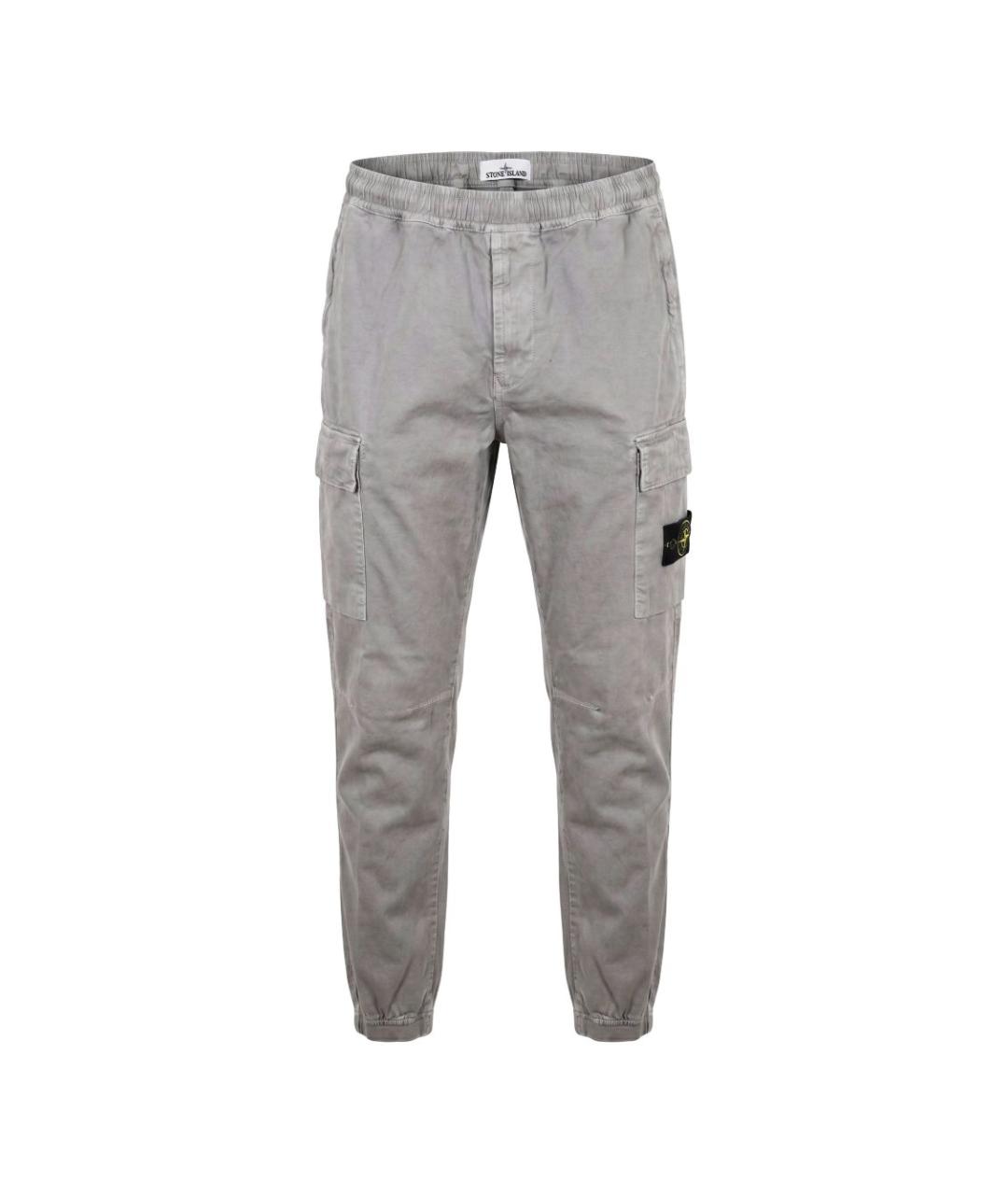 STONE ISLAND Серые хлопко-эластановые повседневные брюки, фото 1