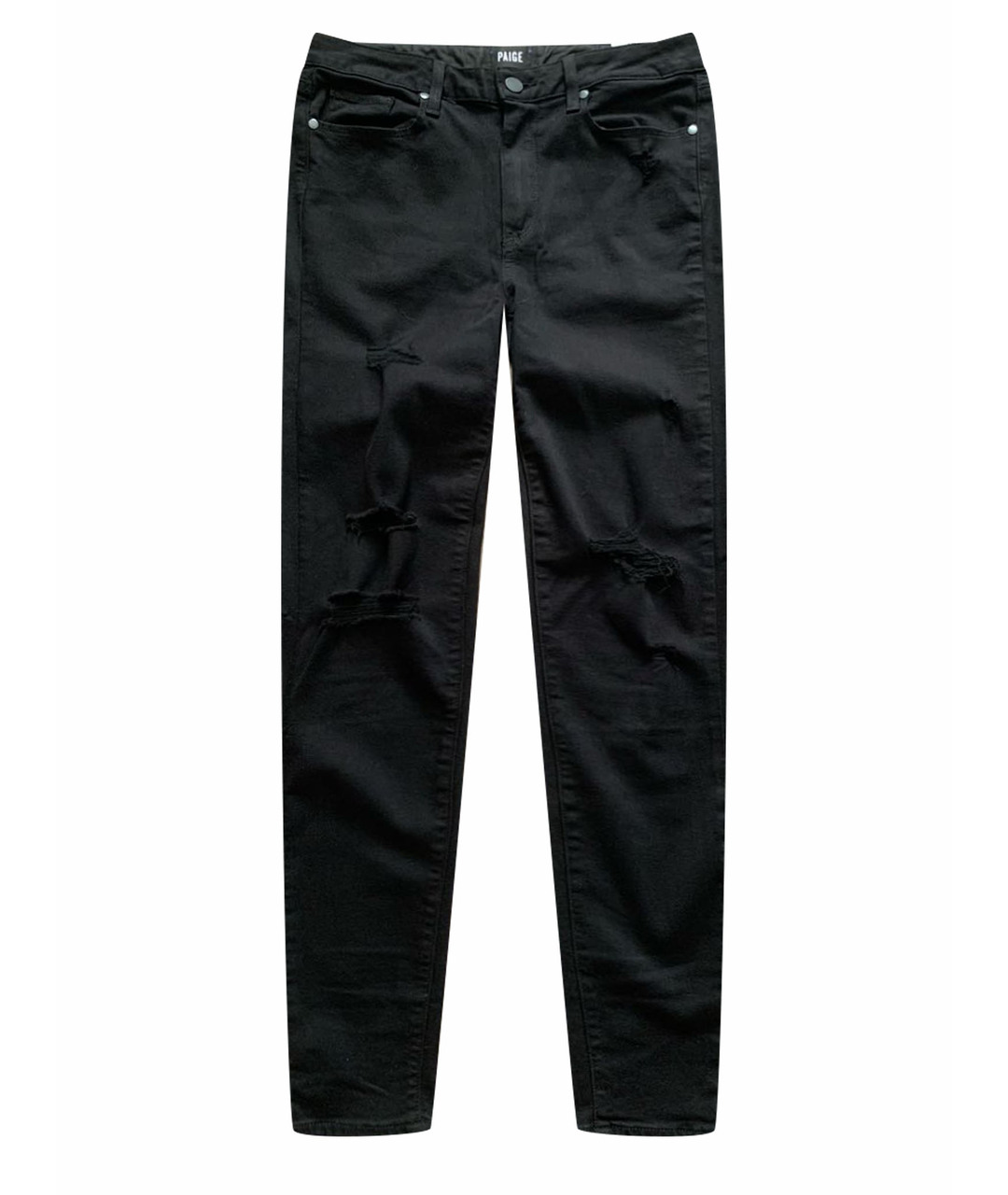PAIGE Черные хлопко-полиэстеровые джинсы слим, фото 1