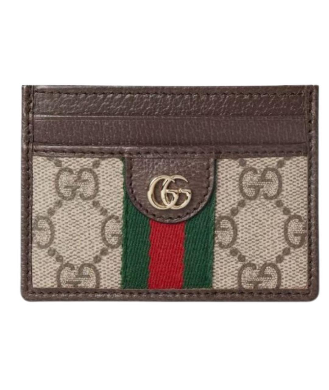 GUCCI Коричневый полиуретановый кардхолдер, фото 1