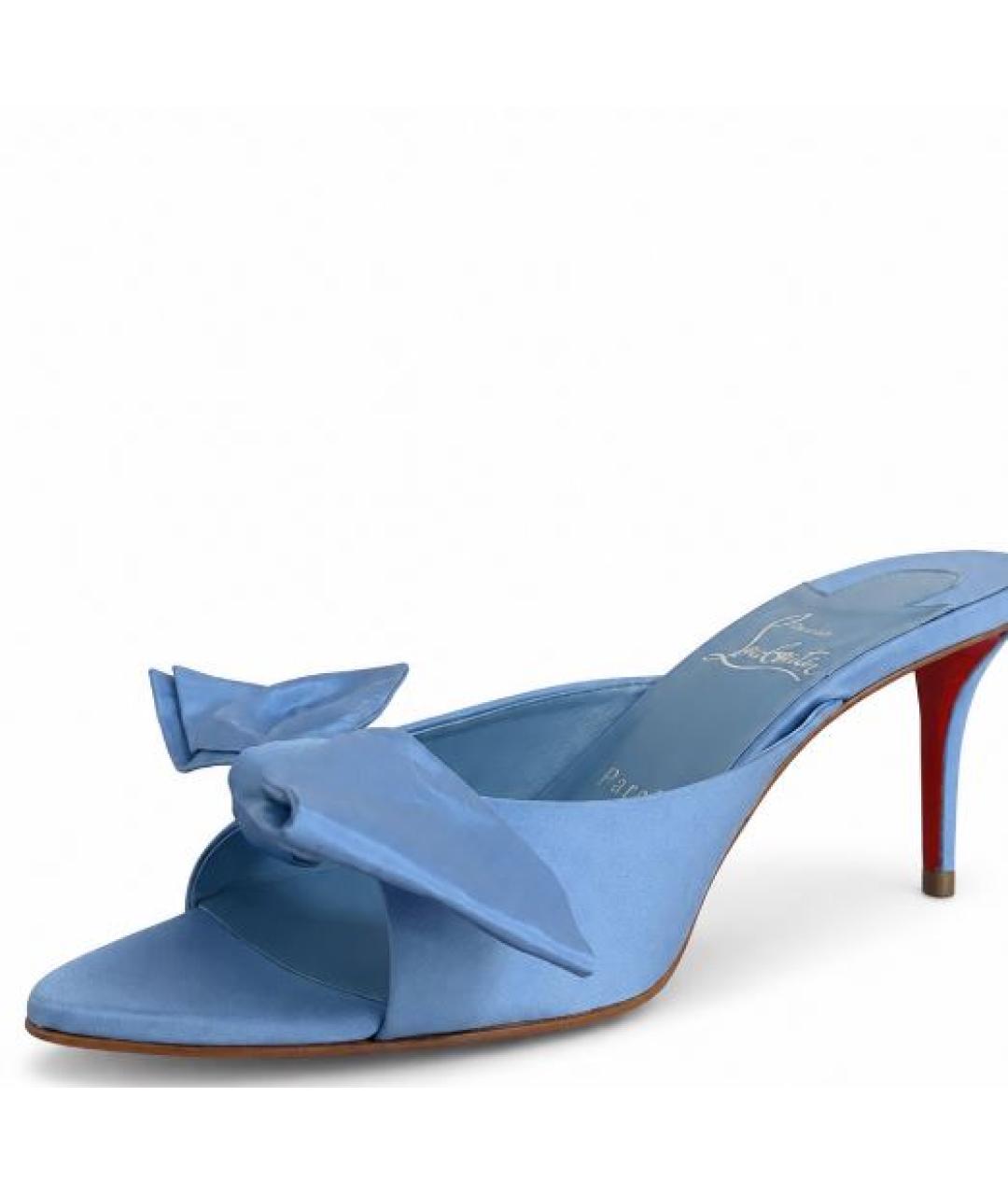 CHRISTIAN LOUBOUTIN Голубые кожаные мюли, фото 3