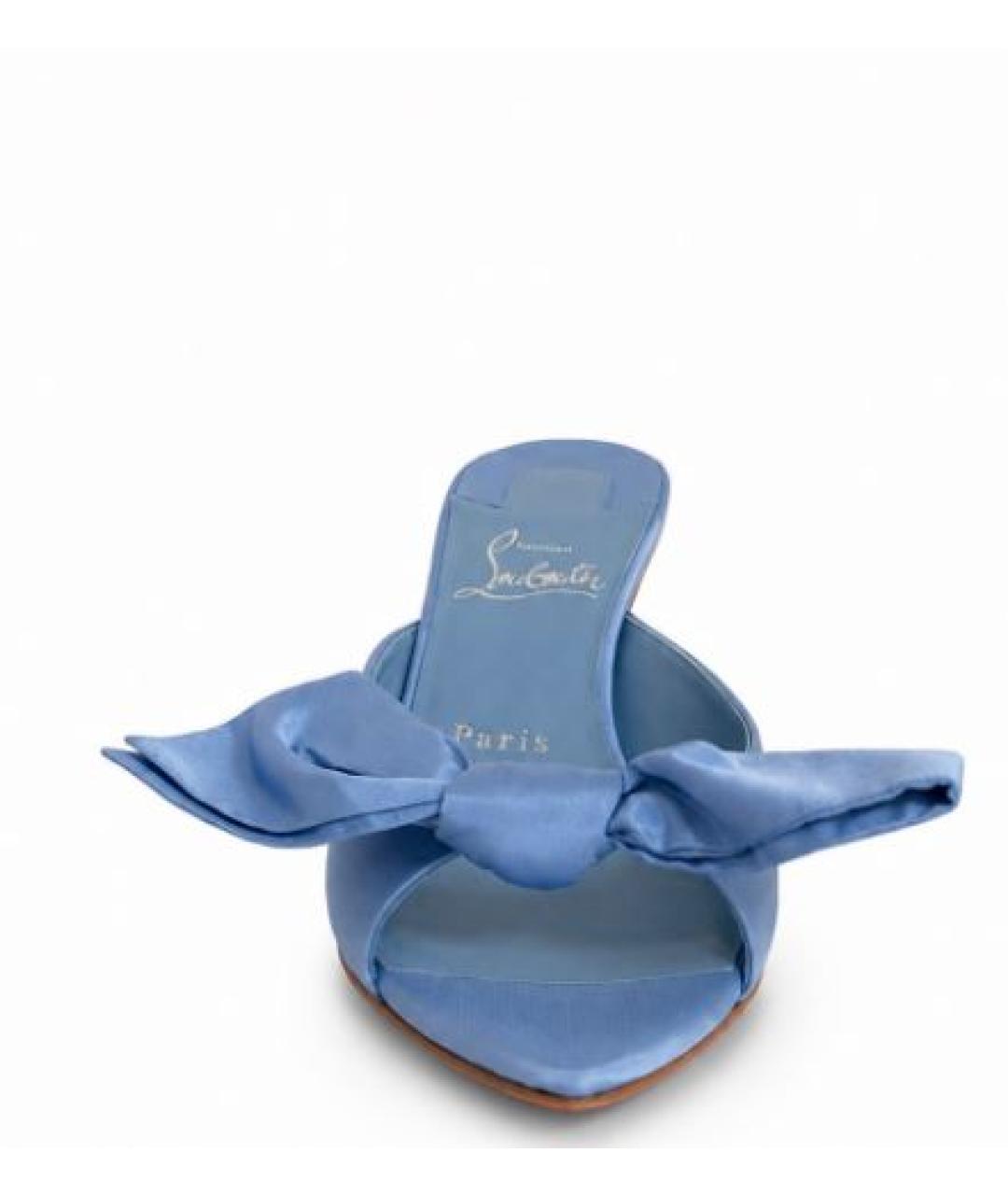 CHRISTIAN LOUBOUTIN Голубые кожаные мюли, фото 2