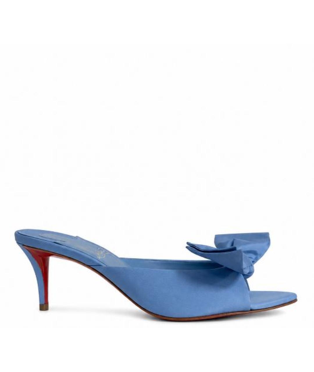 CHRISTIAN LOUBOUTIN Голубые кожаные мюли, фото 1