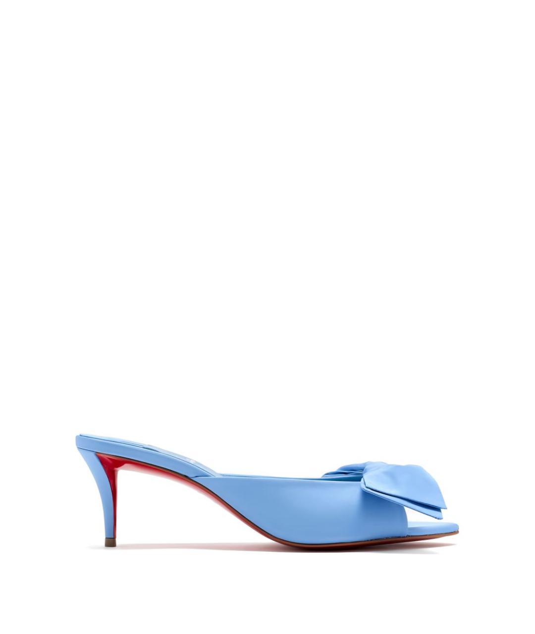 CHRISTIAN LOUBOUTIN Голубые кожаные мюли, фото 6