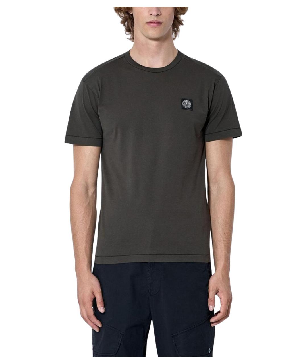 STONE ISLAND Серая хлопковая футболка, фото 1