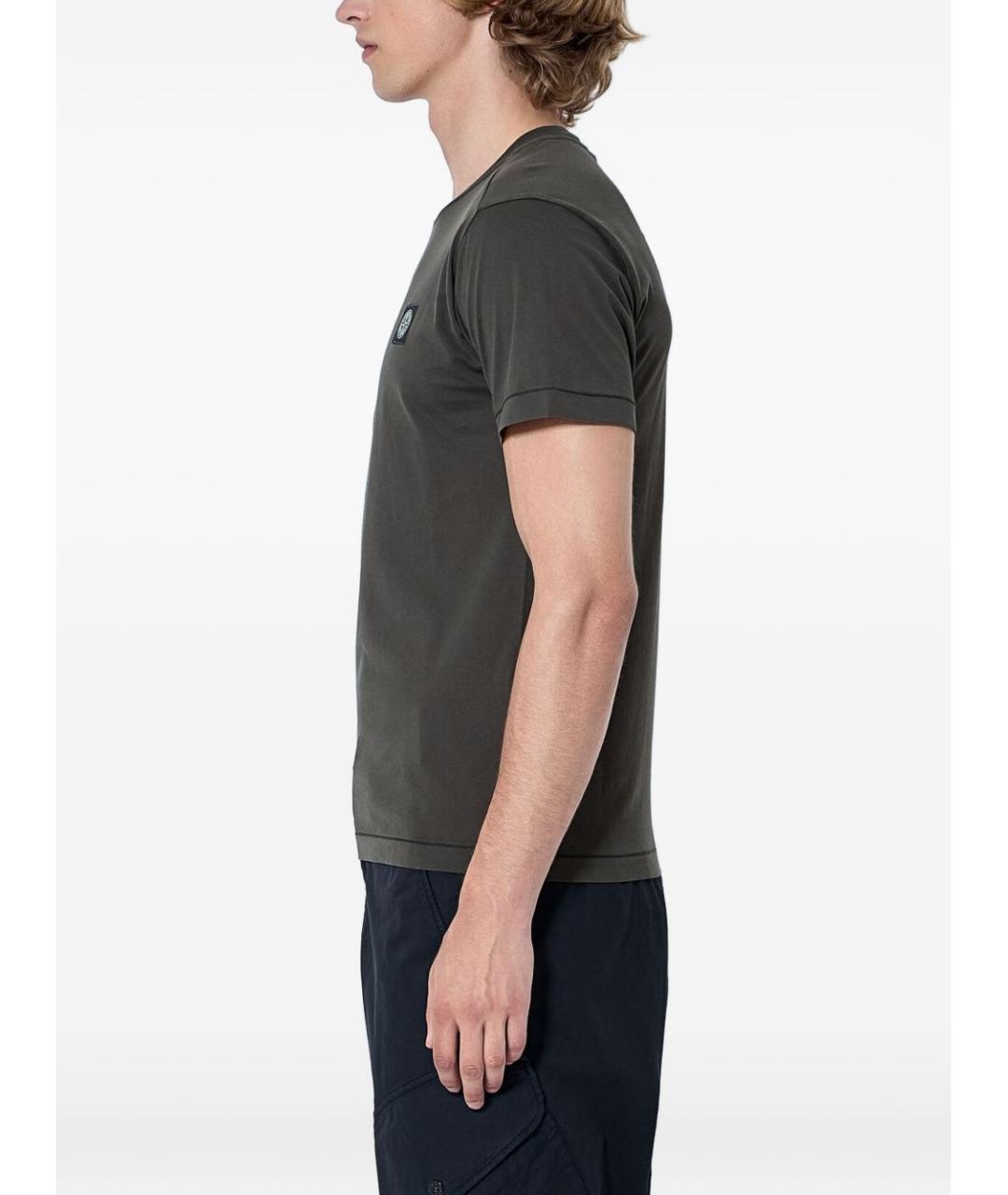 STONE ISLAND Серая хлопковая футболка, фото 4