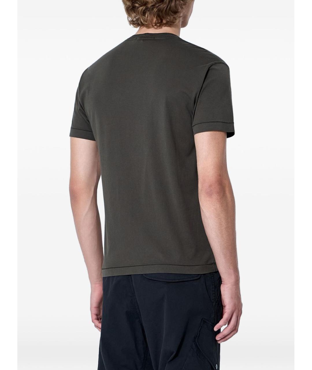 STONE ISLAND Серая хлопковая футболка, фото 3