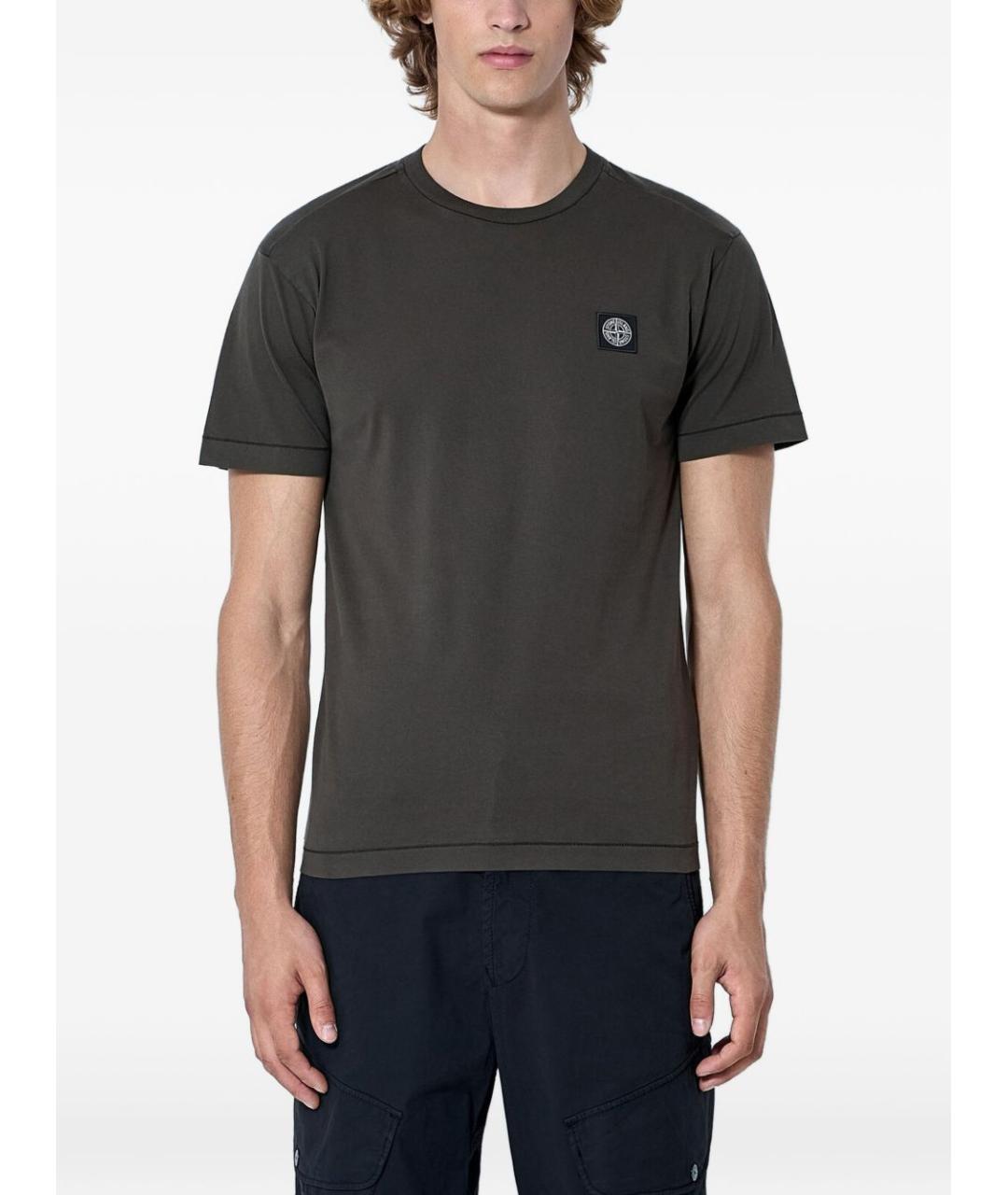 STONE ISLAND Серая хлопковая футболка, фото 5