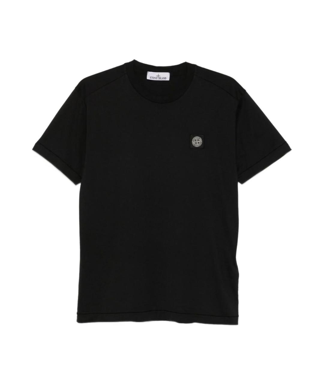 STONE ISLAND Черная хлопковая футболка, фото 1