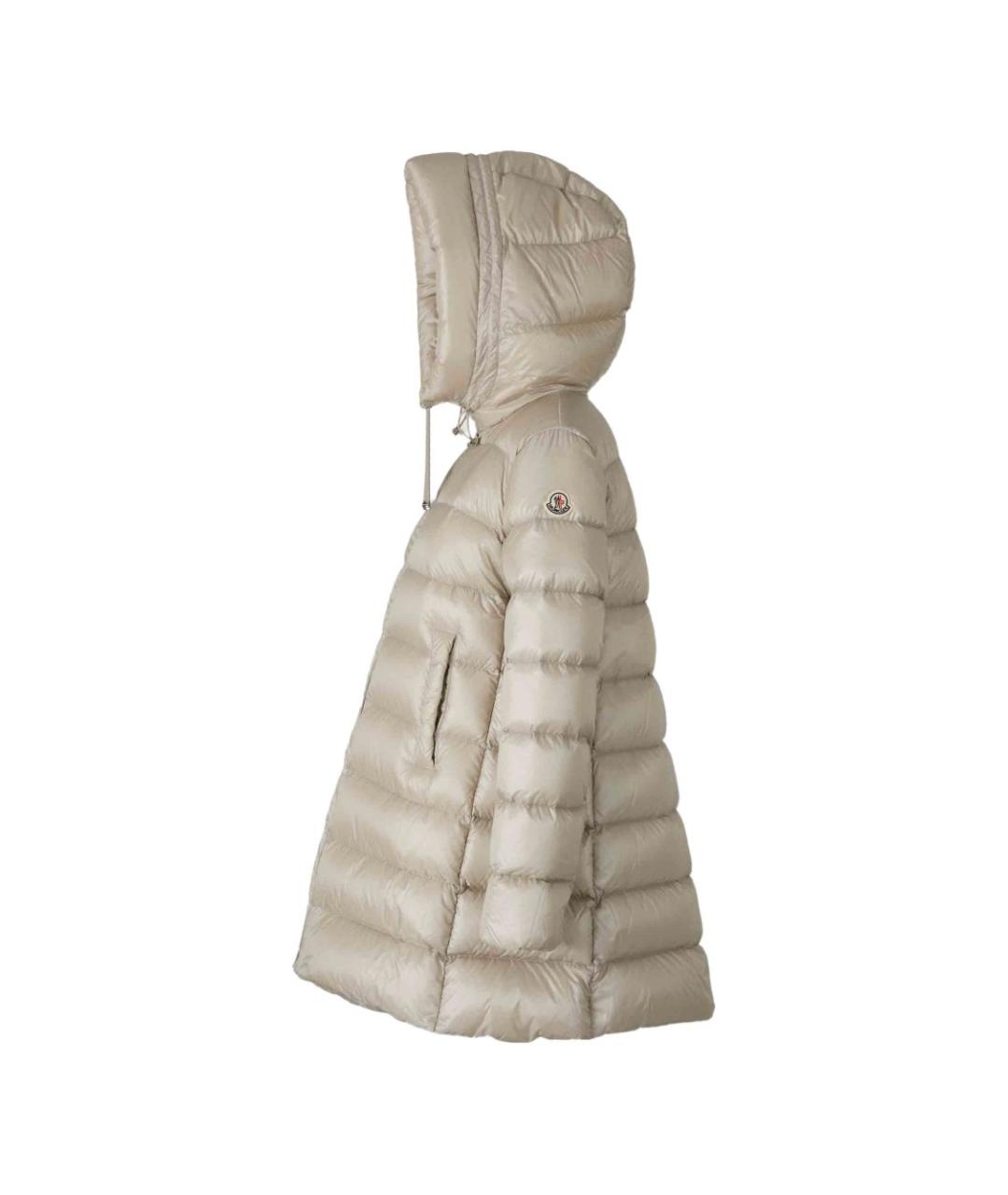 MONCLER Бежевый полиамидовый пуховик, фото 5
