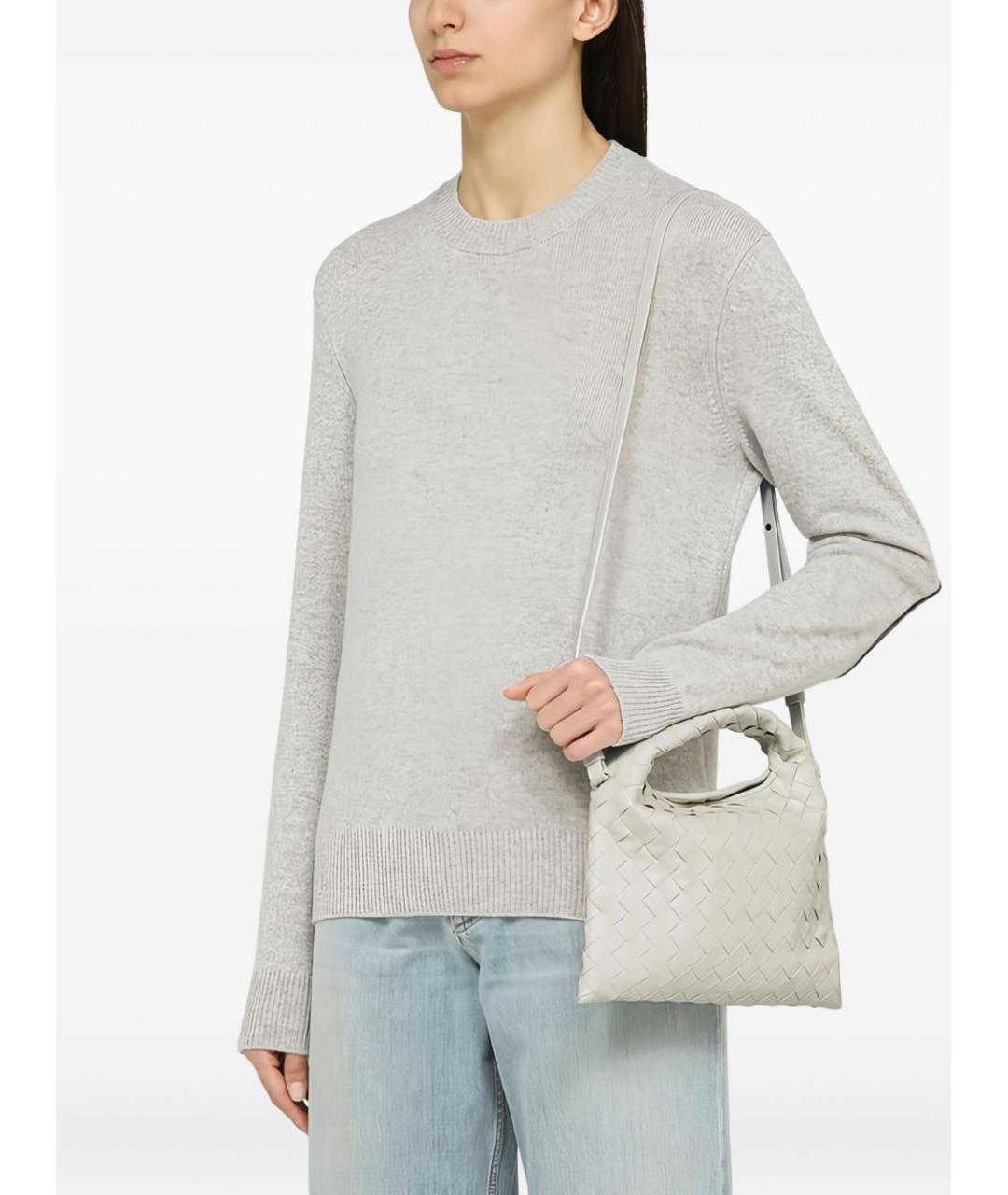 BOTTEGA VENETA Белая кожаная сумка с короткими ручками, фото 5