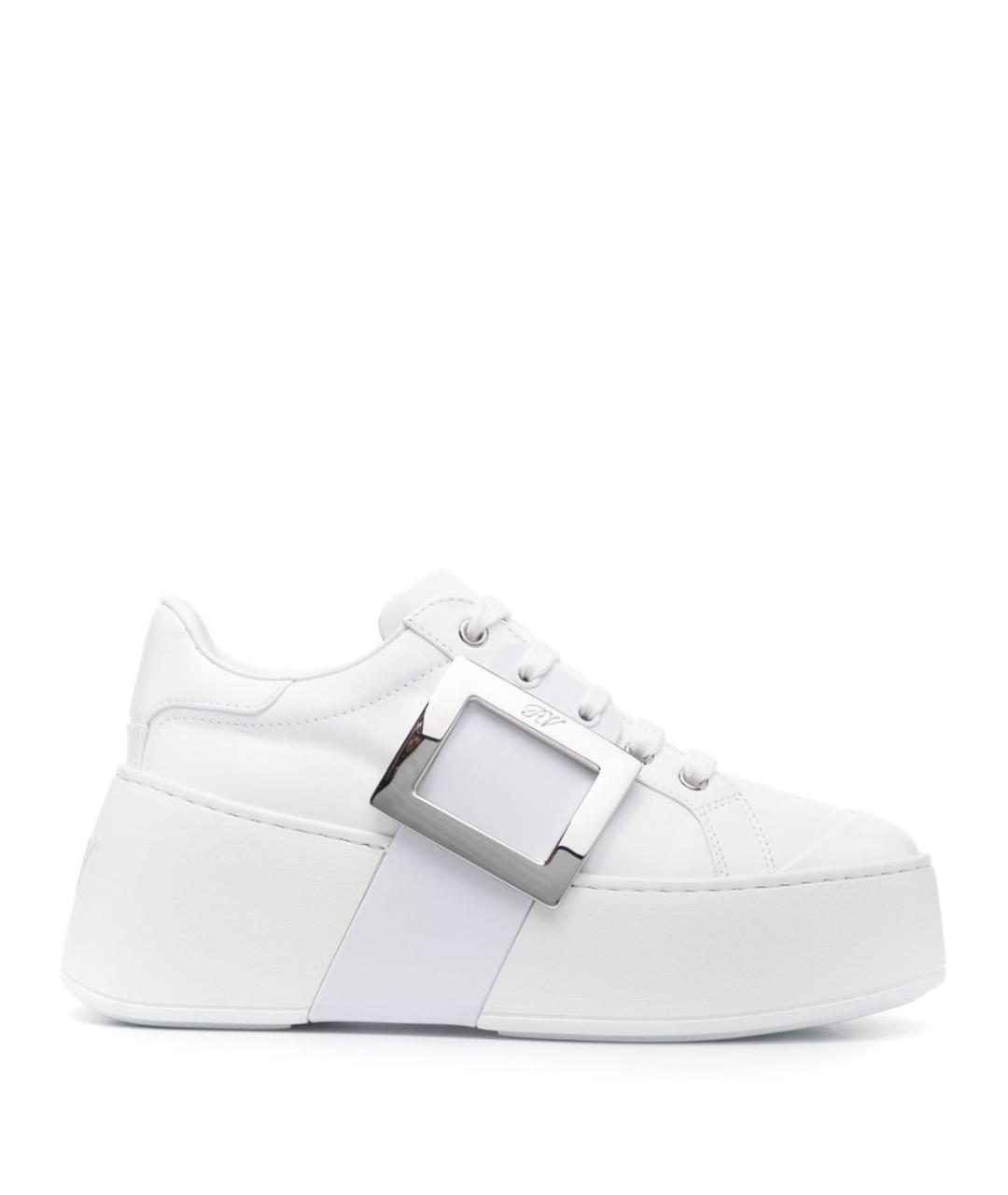 ROGER VIVIER Белые кожаные кеды, фото 1