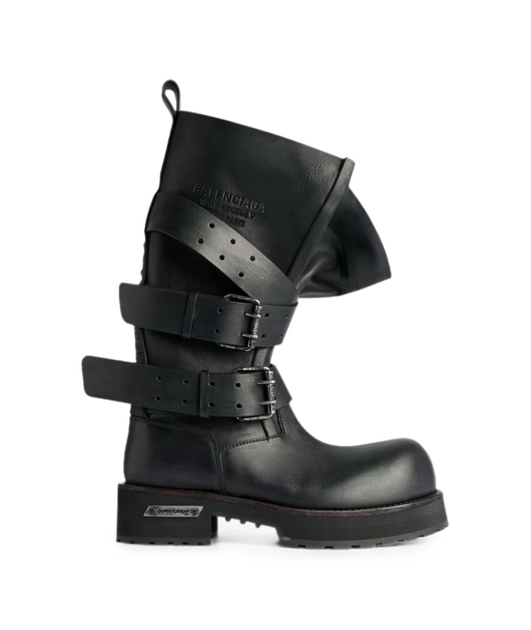 BALENCIAGA Черные кожаные ботинки, фото 1