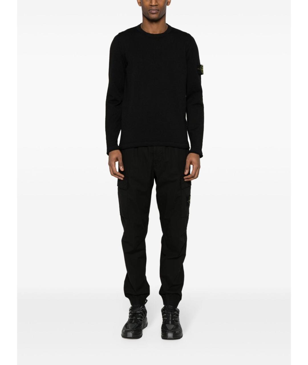 STONE ISLAND Черный хлопковый джемпер / свитер, фото 4