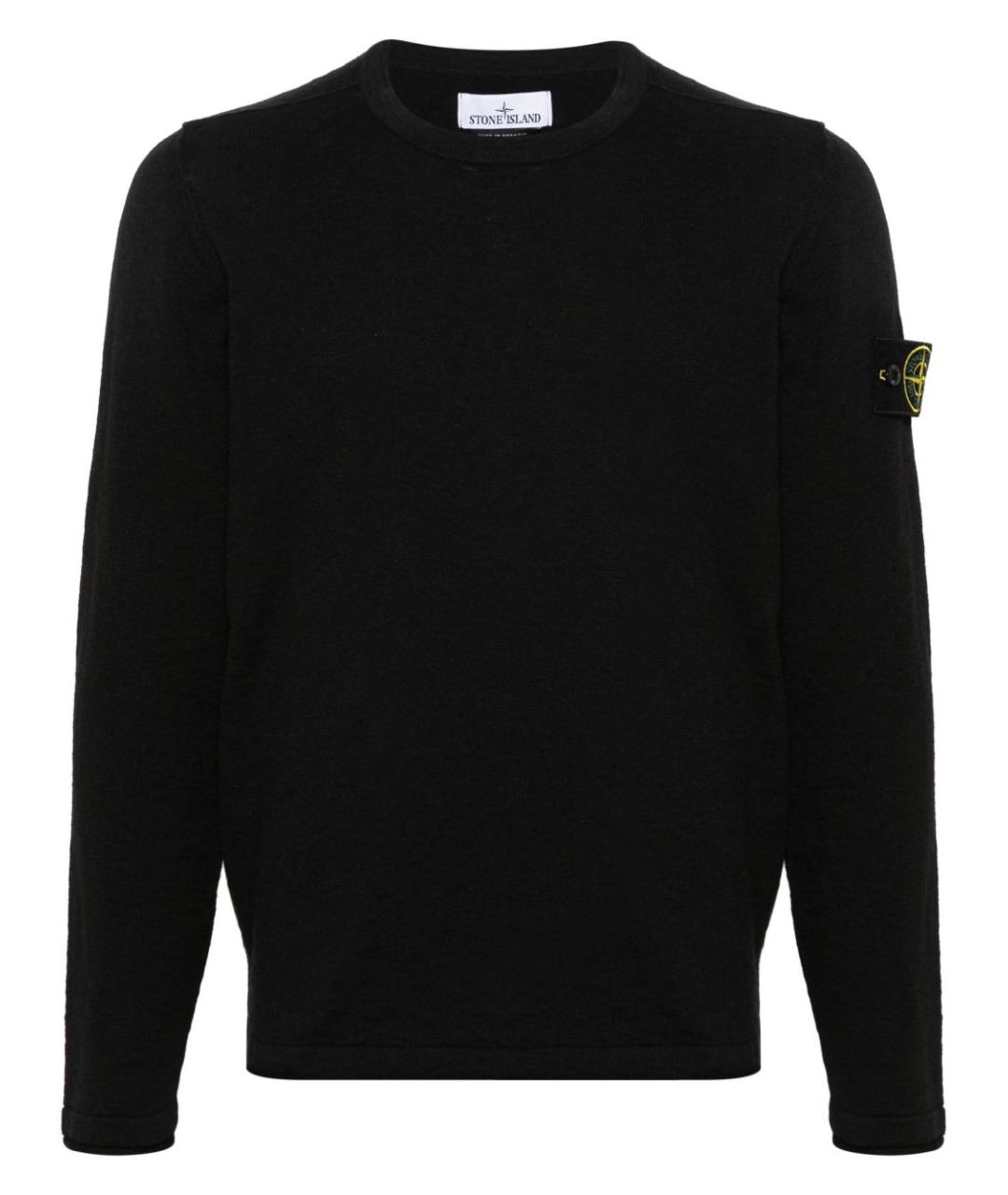 STONE ISLAND Черный хлопковый джемпер / свитер, фото 3