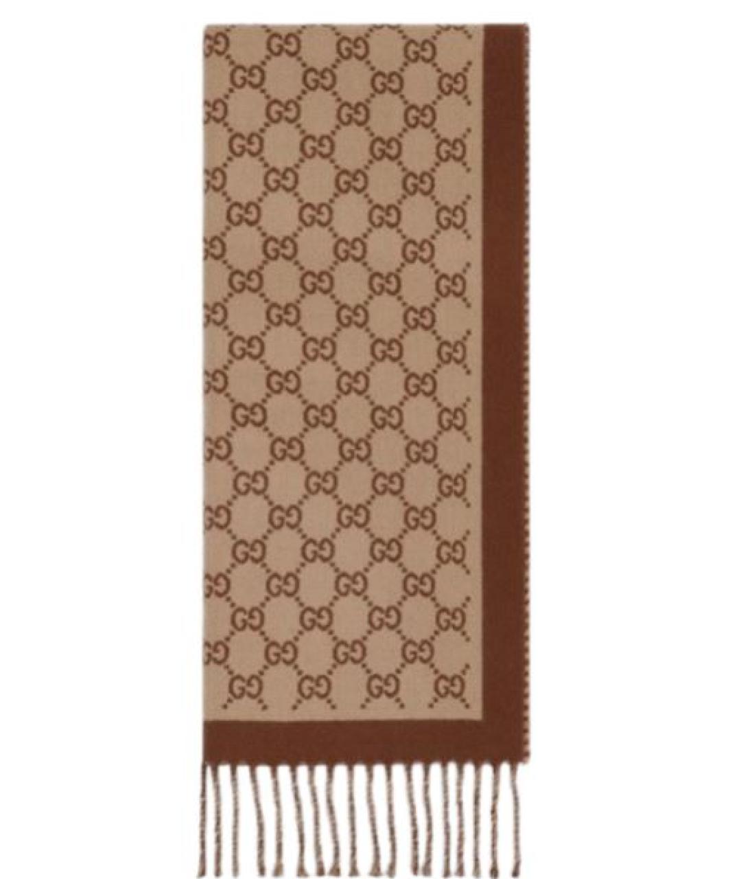 GUCCI Бежевый шарф, фото 3