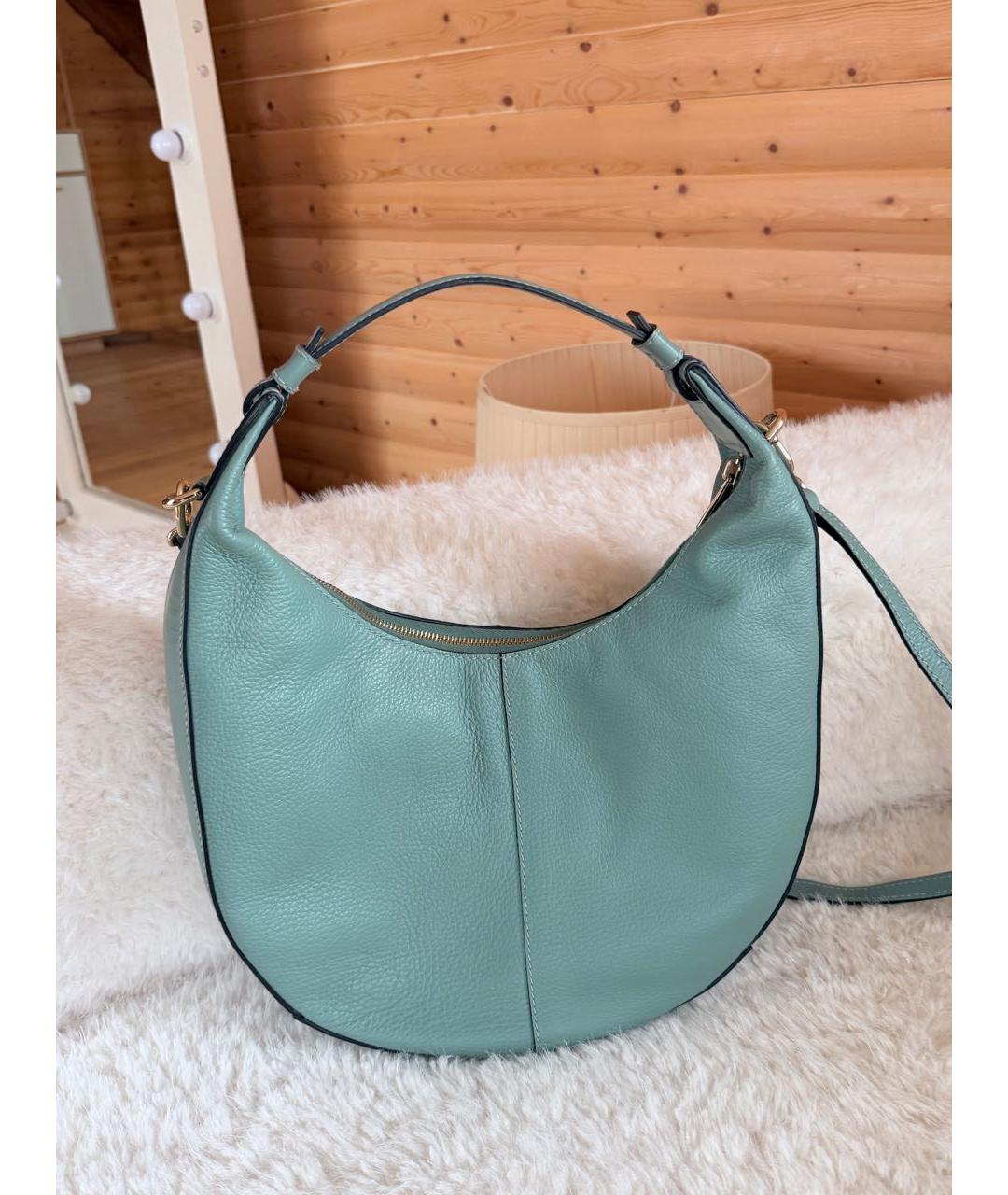 FURLA Бирюзовая кожаная сумка с короткими ручками, фото 8