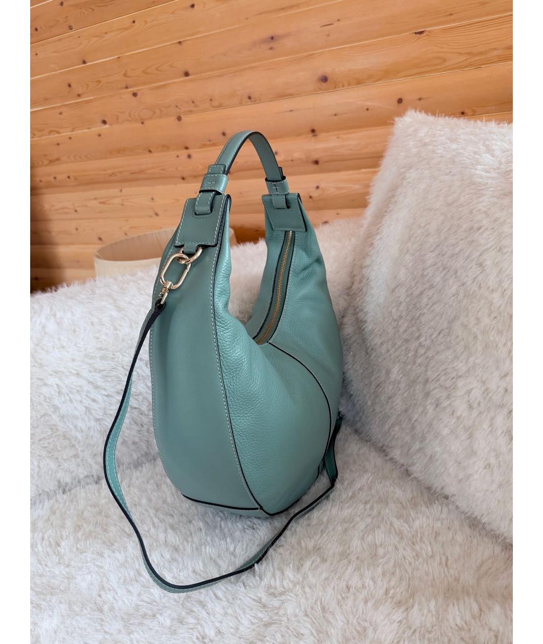 FURLA Бирюзовая кожаная сумка с короткими ручками, фото 2