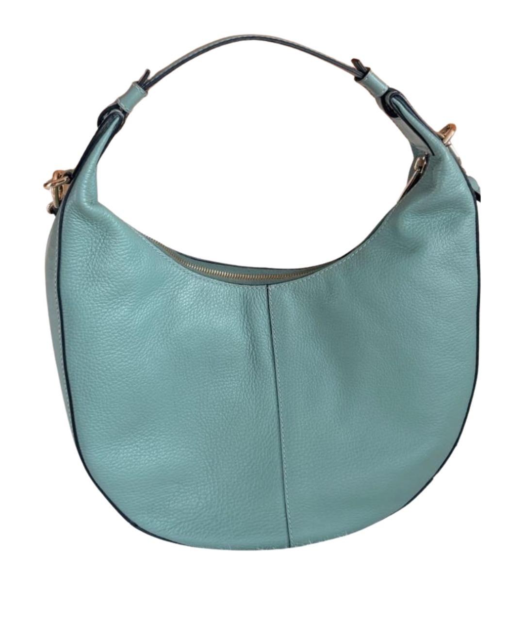 FURLA Бирюзовая кожаная сумка с короткими ручками, фото 1
