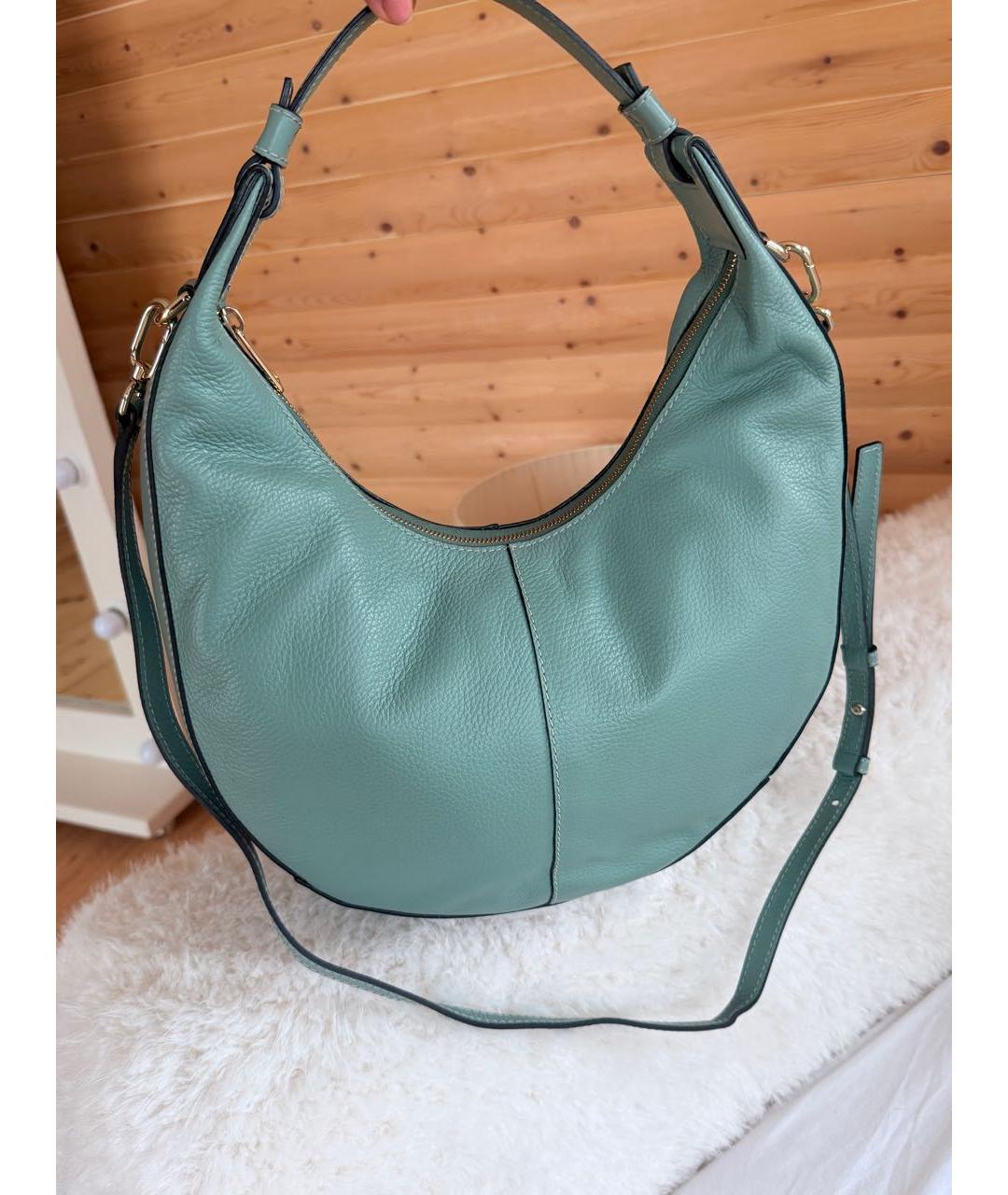 FURLA Бирюзовая кожаная сумка с короткими ручками, фото 3