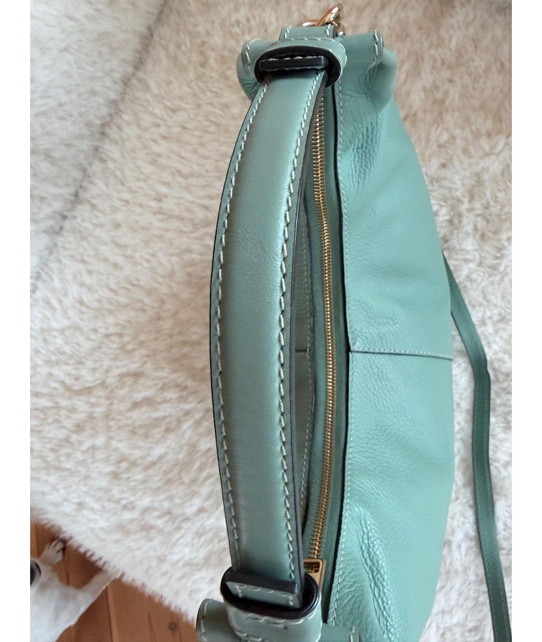 FURLA Бирюзовая кожаная сумка с короткими ручками, фото 7