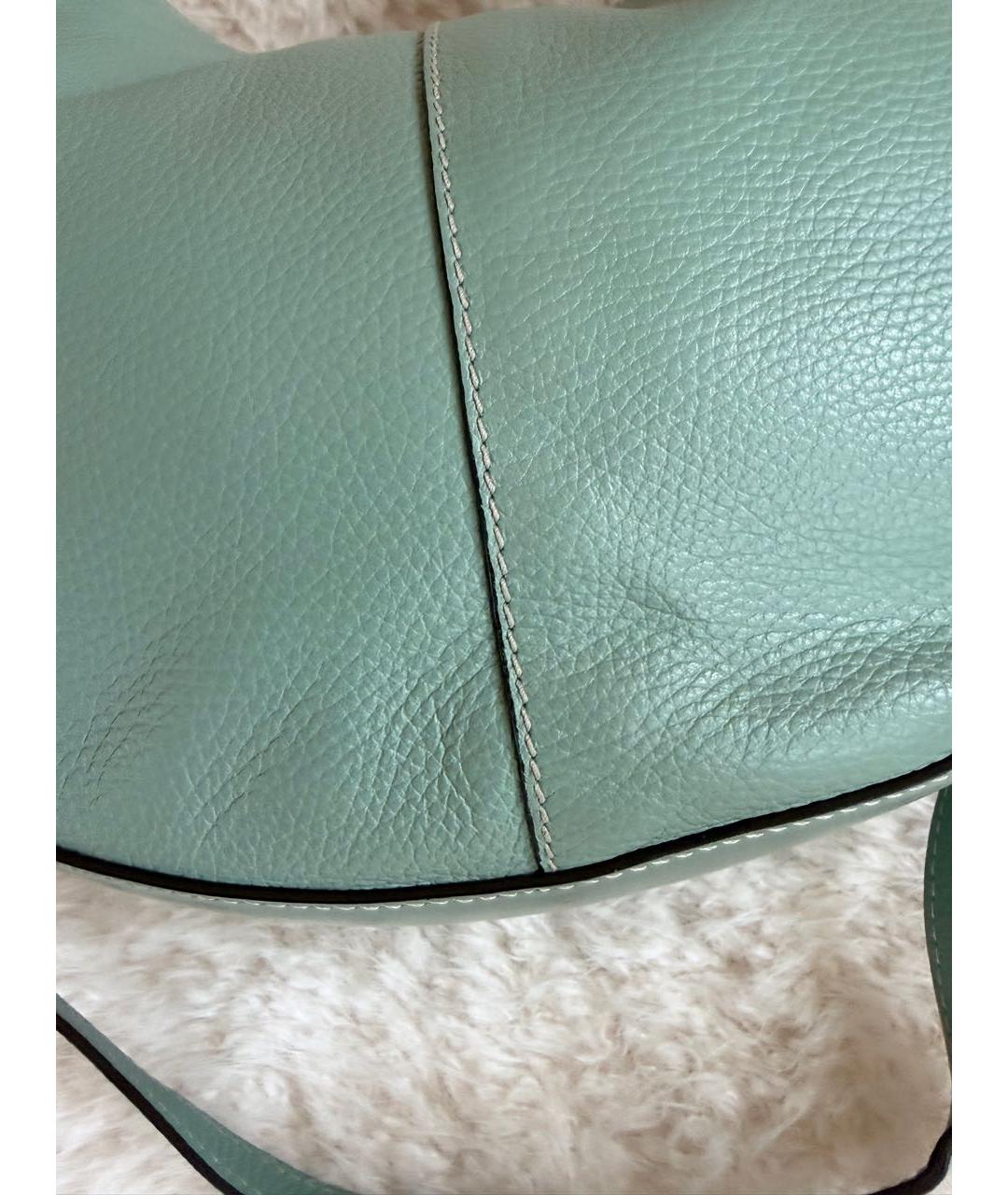 FURLA Бирюзовая кожаная сумка с короткими ручками, фото 5