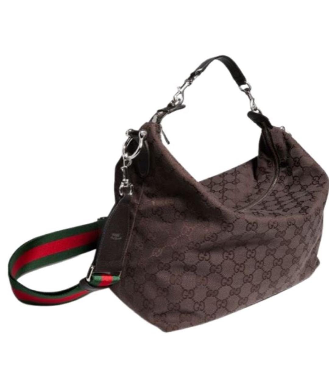 GUCCI Коричневая жаккардовая сумка на плечо, фото 2