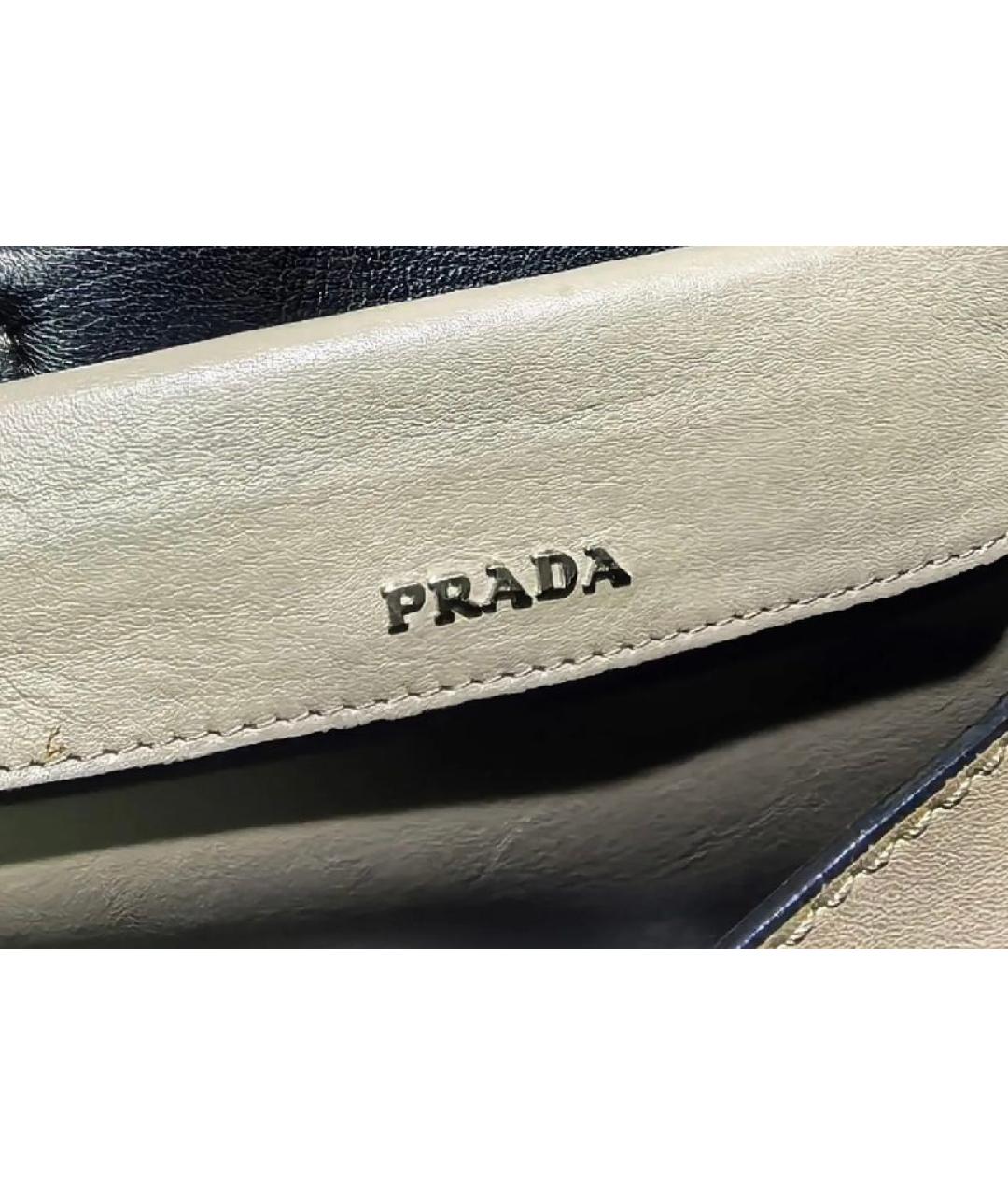 PRADA Серая кожаная сумка тоут, фото 8