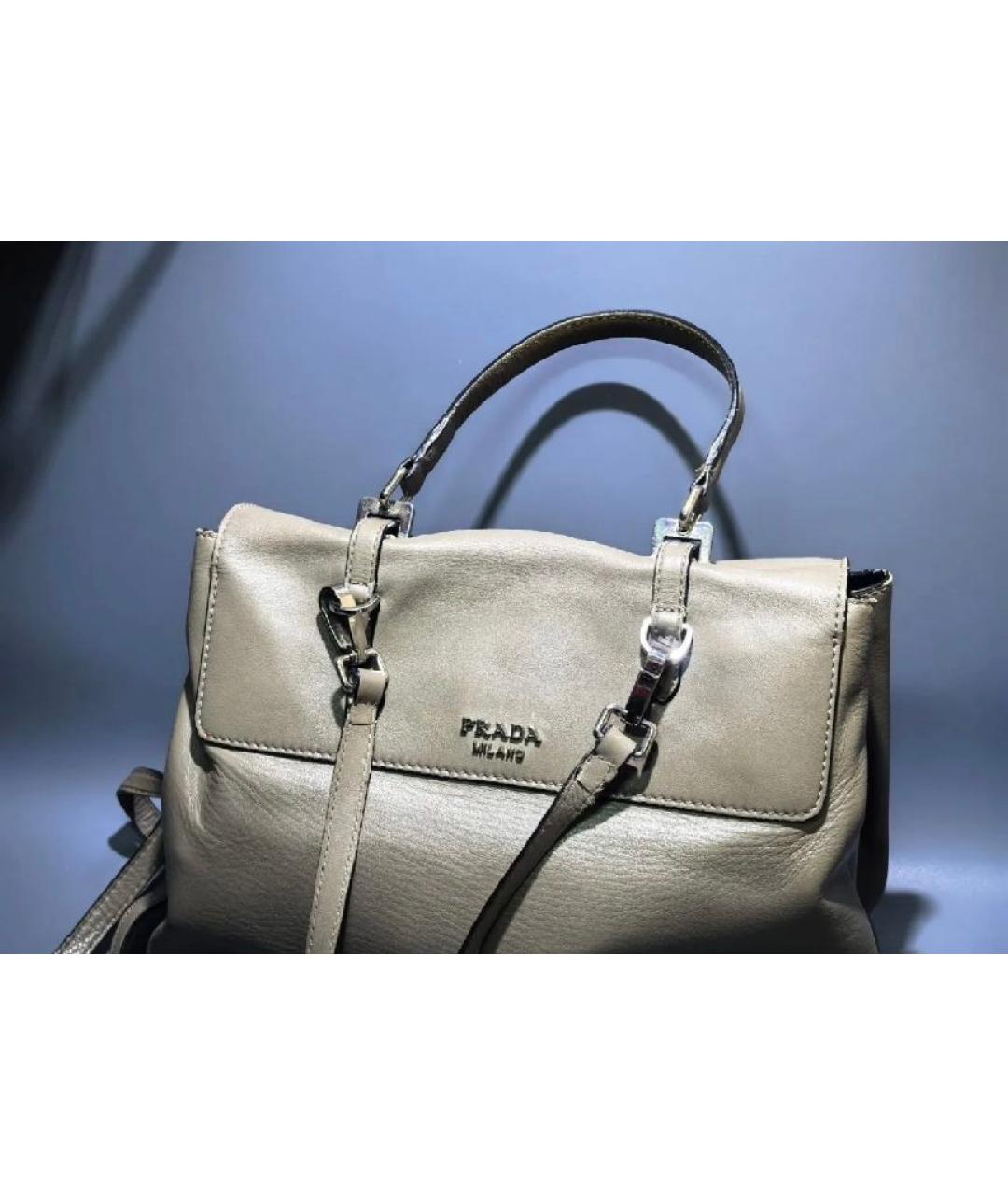 PRADA Серая кожаная сумка тоут, фото 2