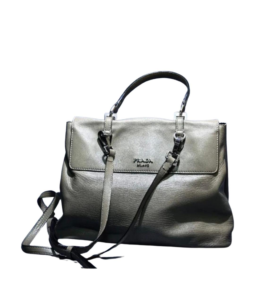 PRADA Серая кожаная сумка тоут, фото 1