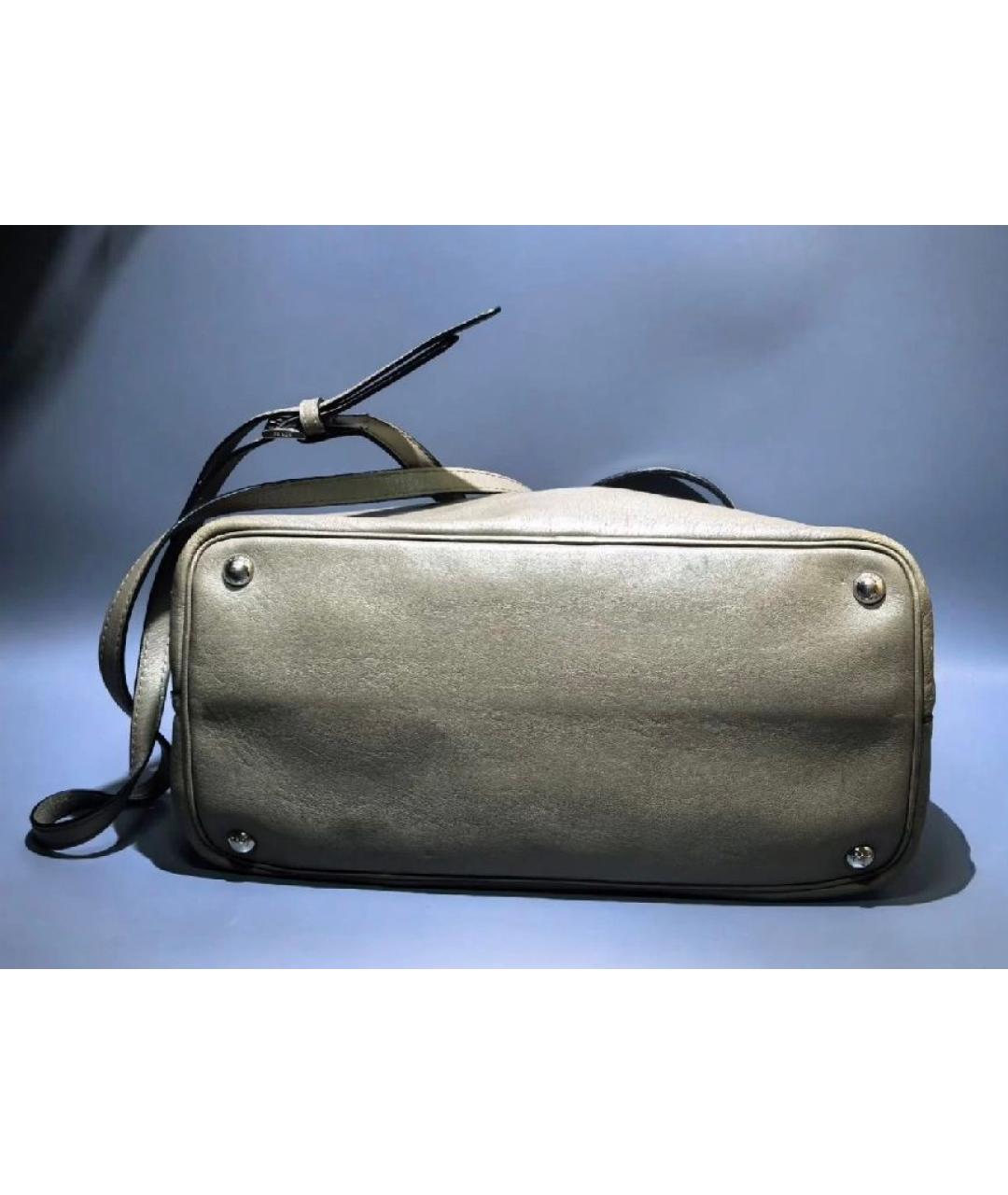 PRADA Серая кожаная сумка тоут, фото 5