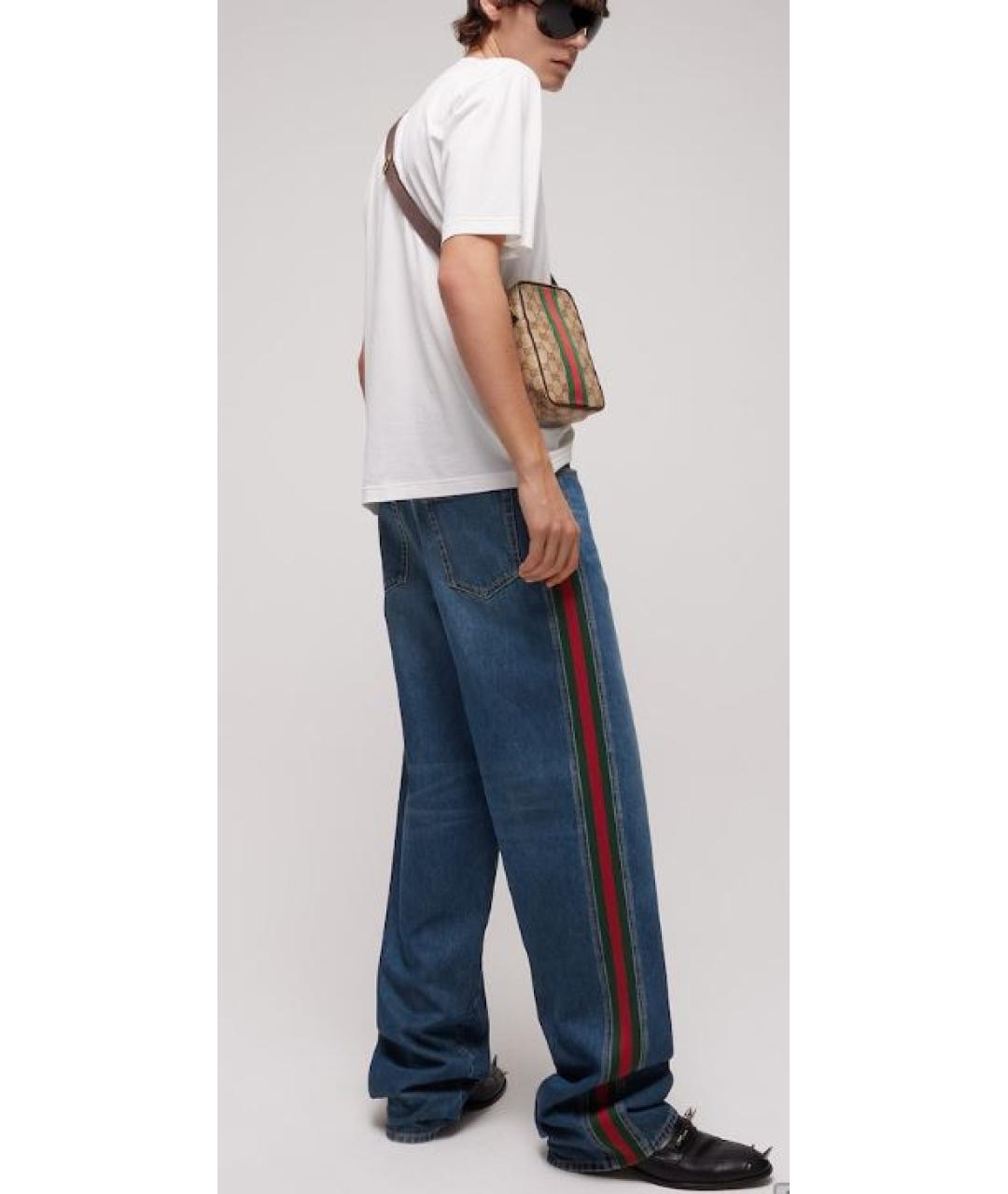 GUCCI Синие хлопковые прямые джинсы, фото 3