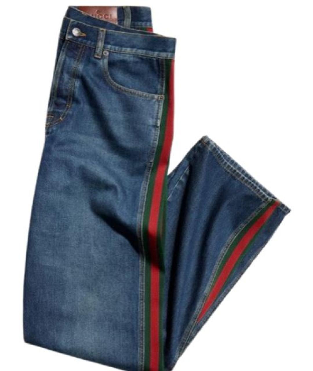GUCCI Синие хлопковые прямые джинсы, фото 2