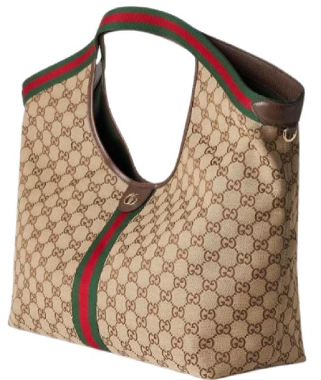 GUCCI Бежевая жаккардовая сумка тоут, фото 2