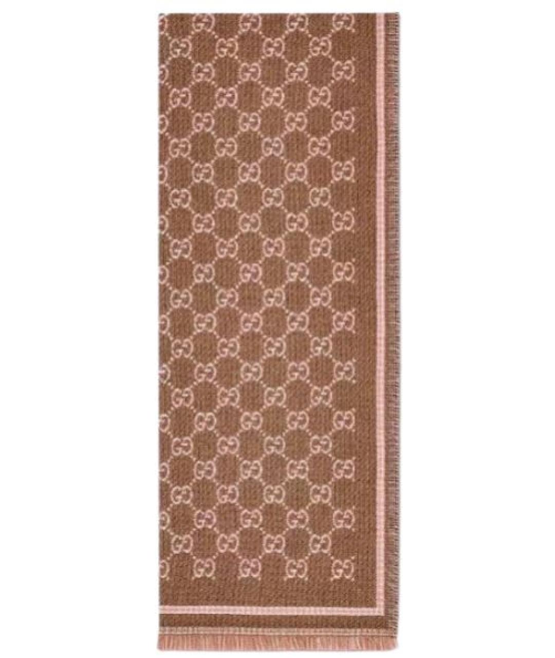 GUCCI Коричневый шарф, фото 1