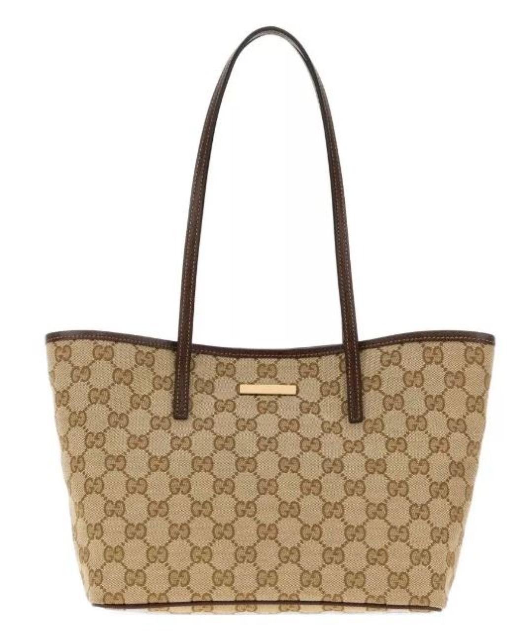 GUCCI Бежевая канва сумка тоут, фото 1