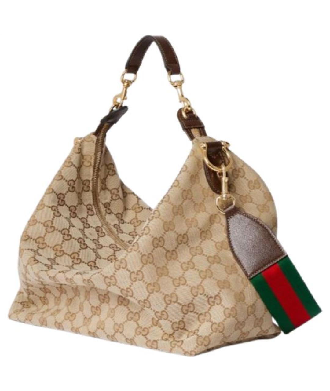 GUCCI Бежевая жаккардовая сумка на плечо, фото 2