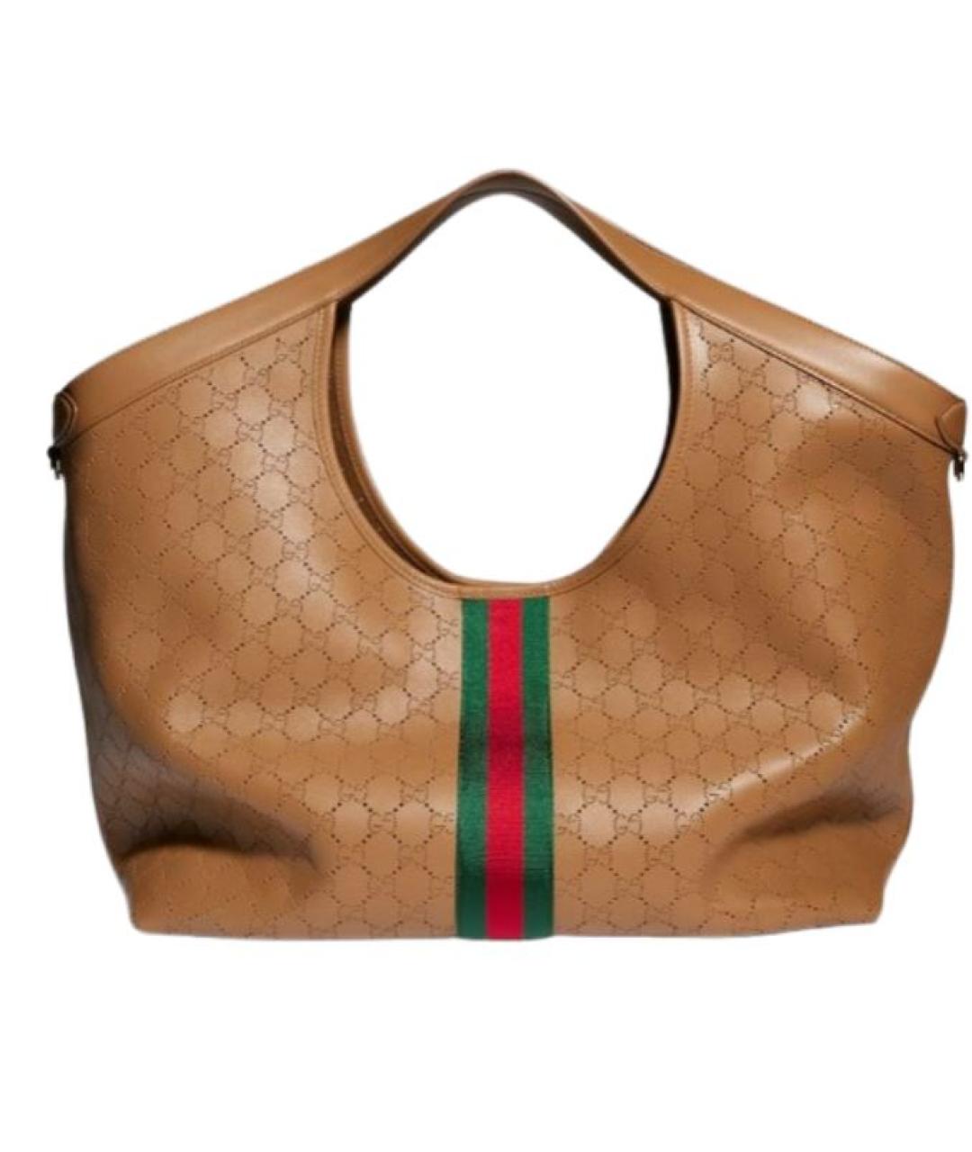 GUCCI Бежевая кожаная сумка тоут, фото 2
