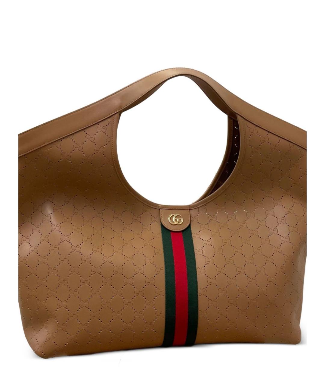 GUCCI Бежевая кожаная сумка тоут, фото 4