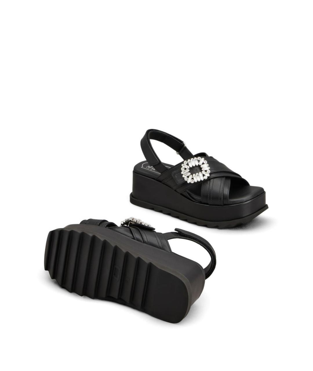 ROGER VIVIER Черные кожаные босоножки, фото 5