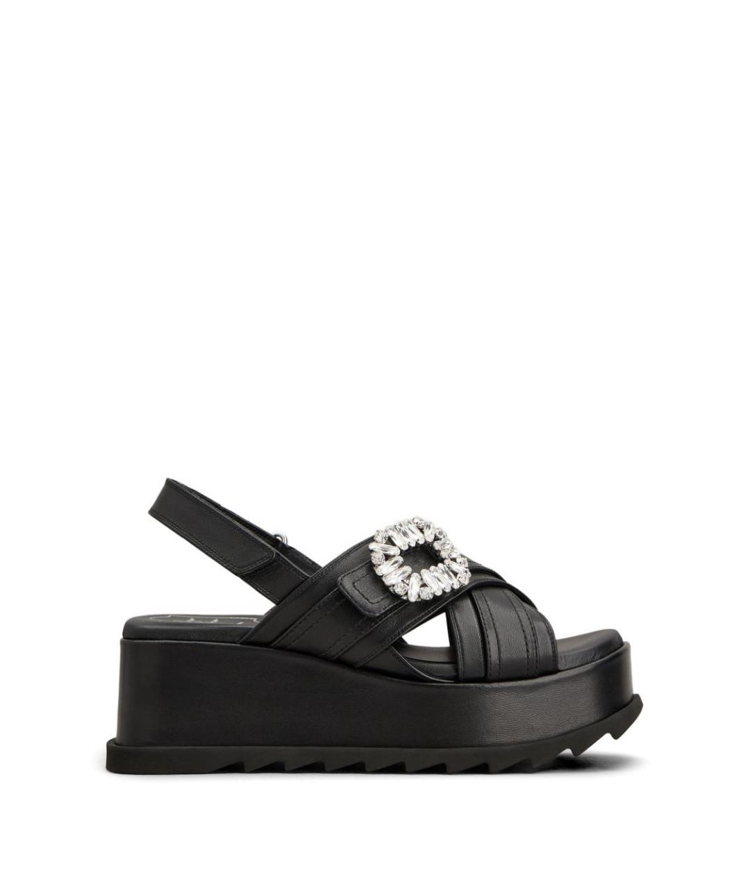ROGER VIVIER Черные кожаные босоножки, фото 1